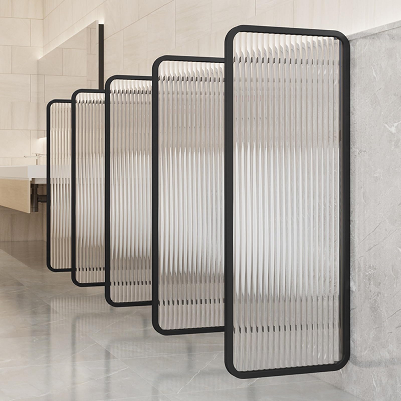 GTHTUHFD Urinal Screen For Privacy, Wall Partition For Restroom, Men‘S Toilet Divider, Glass Partition Wall, Home Improvement Screen,Black-4pcs