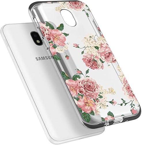 Miniatura 4 de Funda para Galaxy J7 Refine Case/J7 2018 Caso/J7 Star Case/J7 V 2nd Gen Case/J7 Aero Case, Slim a prueba de golpes transparente patrón floral suave