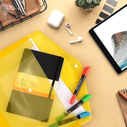 Miniatura 7 de Paquete de 6 carpetas transparentes para documentos, sobres de plástico, sobres de polietileno, sobres para archivos con bolsillo para etiquetas