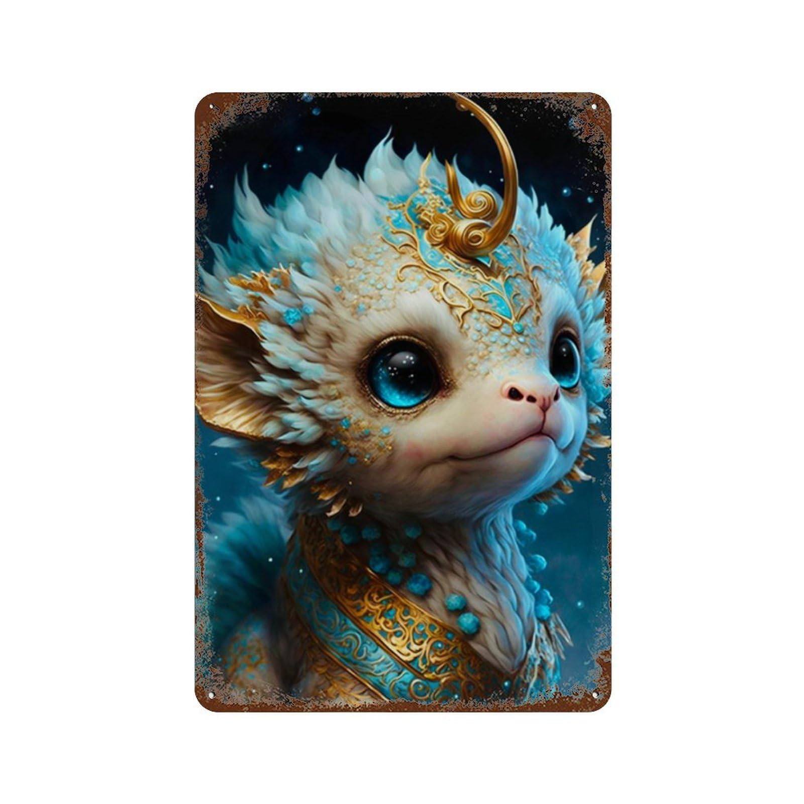 Garage Style Fantasy Dragon Artwork-12 Rusty Metal Tin Sign 11.8"x7.9", Classic Wall Plaque for Bar And Workshop