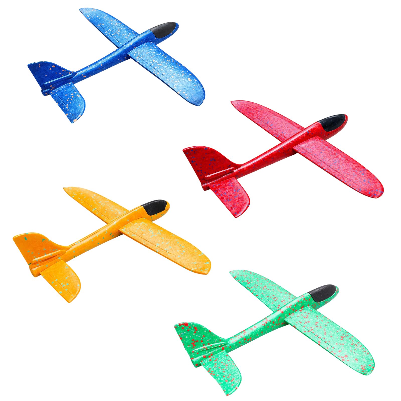 QyueQyat 4 Pack Foam Plane, Foam Glider Planes for Outdoor Play Lightweight Foam Aeroplanes with Vibrant Colours