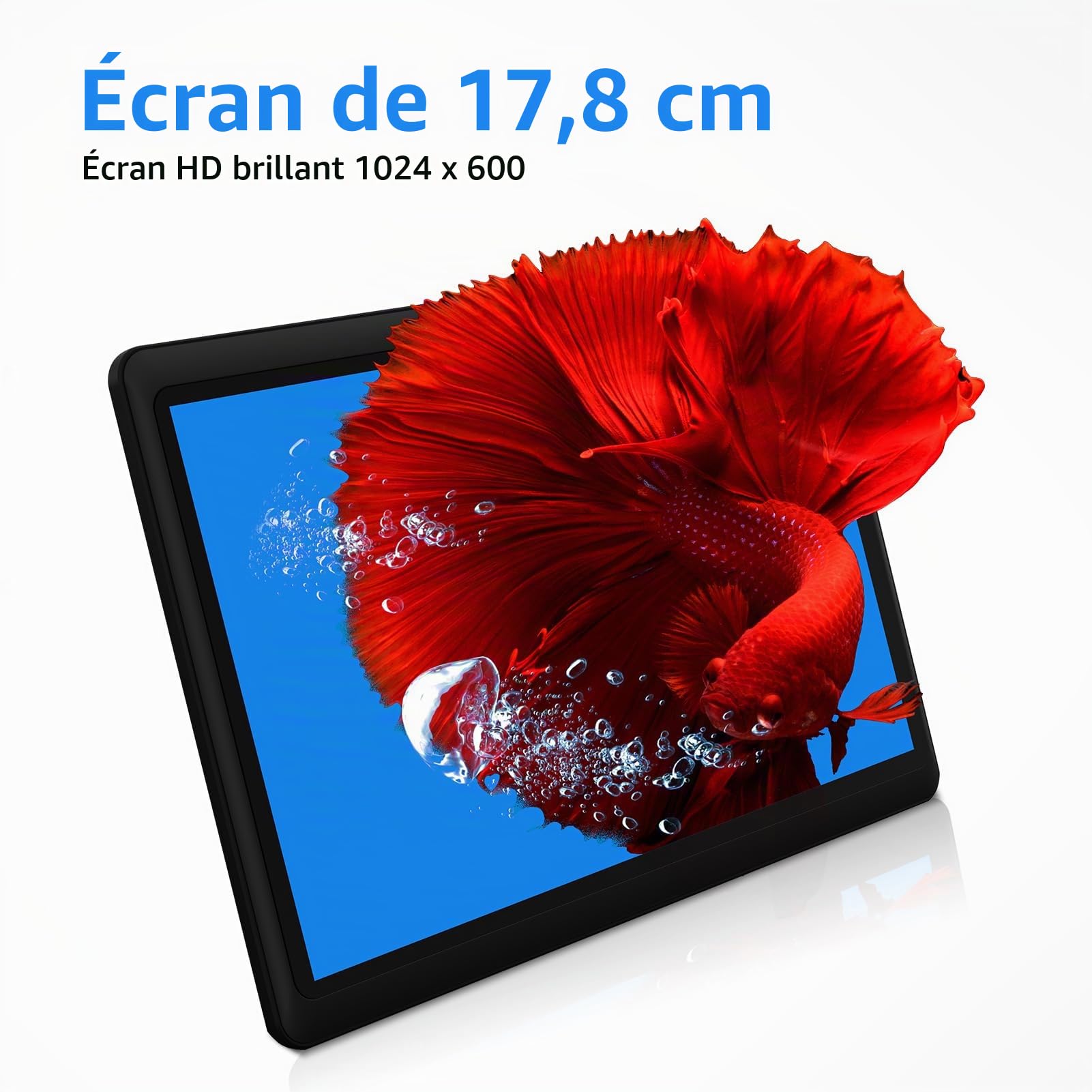 PRITOM Tablette Android 7" 15,8 Go de RAM, 32 Go, (Extensible 512 Go), 3500 mAh, Tablette PC, Bluetooth, Double caméra, WiFi, Portable avec étui Noir
