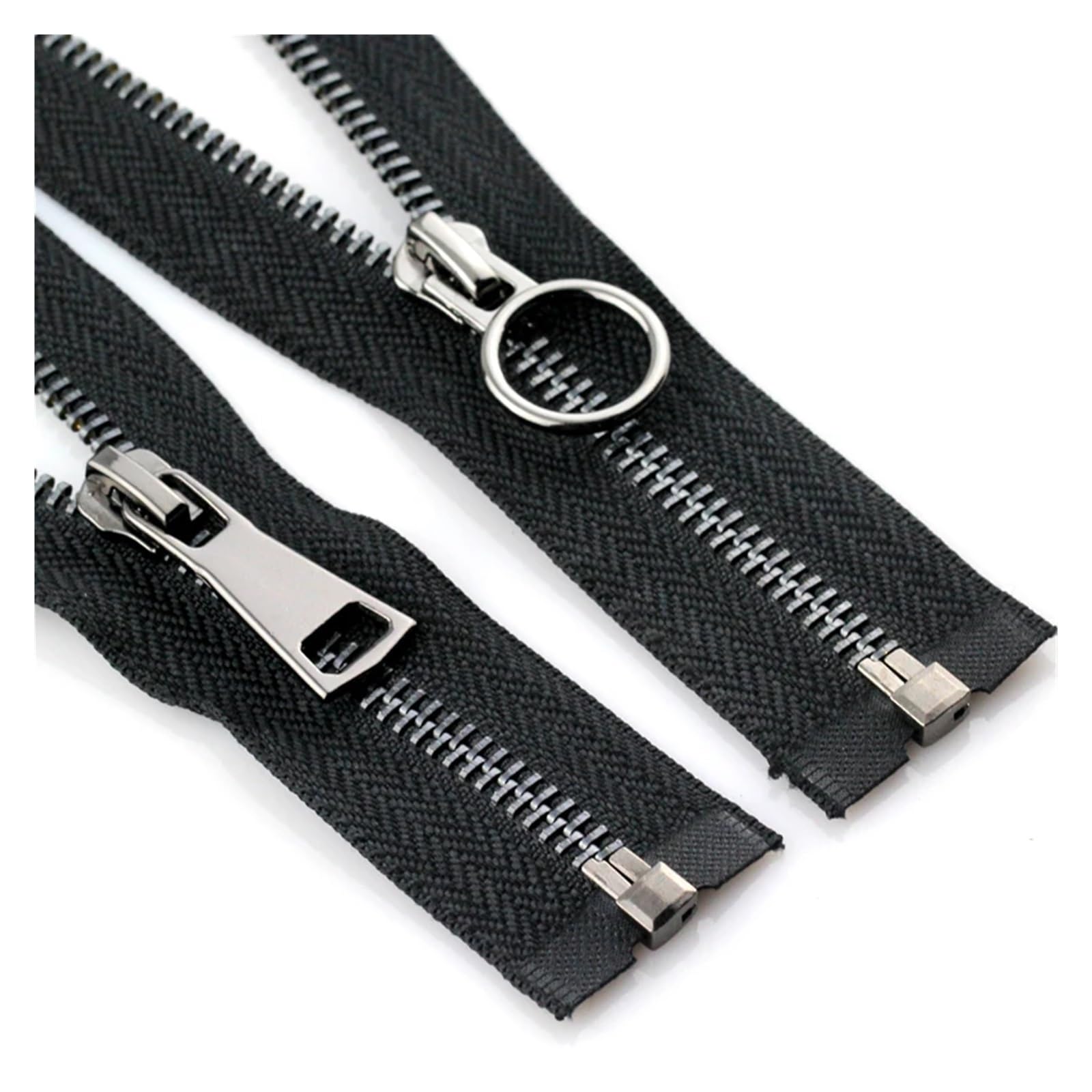 Cremallera con Dientes de Metal, Cremallera Negra con Extremo Abierto y Cerrado. Tirador de Cremallera.(150cm)
