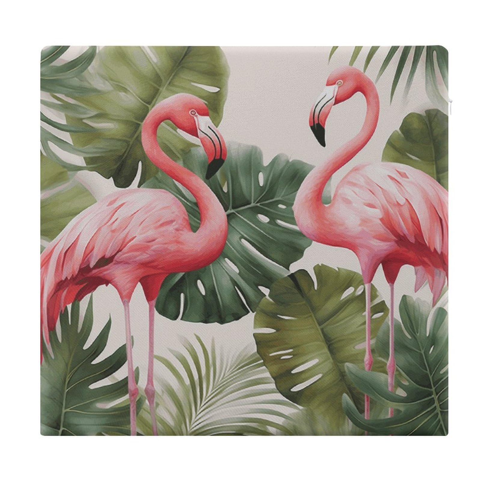 JTREHY Flamingo Palm Trees Leaf Chair Cushions Non-Slip Bar Stool Cushions Ultra Soft Warm Memory Foam Meditation Cushion Removable Large Square Seat Cushions for Dining Chair 15x14In