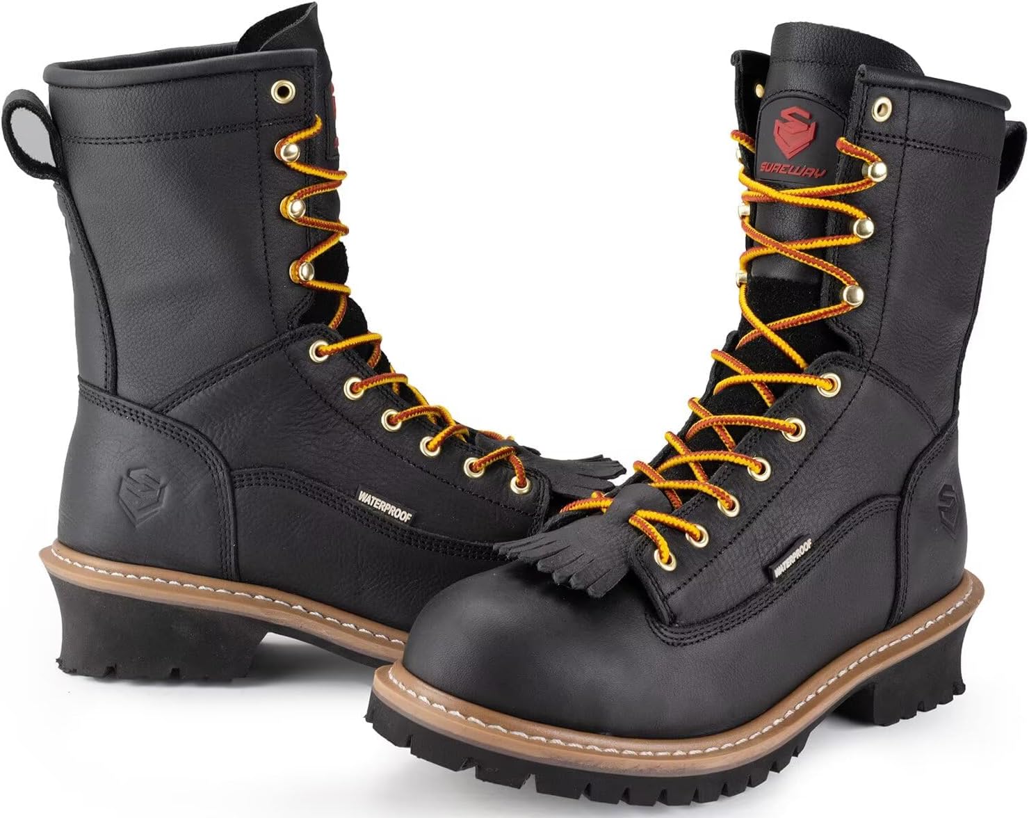 SUREWAY Men's 8" Waterproof Steel-Toe Logger Work Boot,Superior Oil/Slip Resistant,Thicker Full Grain Leather,Wedge Rubber Sole,EH Rated - Image 6