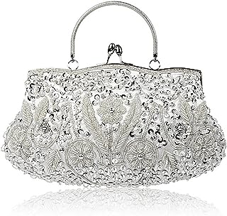 Sponsored Ad - SSMY Beaded Sequin Flower Evening Purse Large Clutch Bag