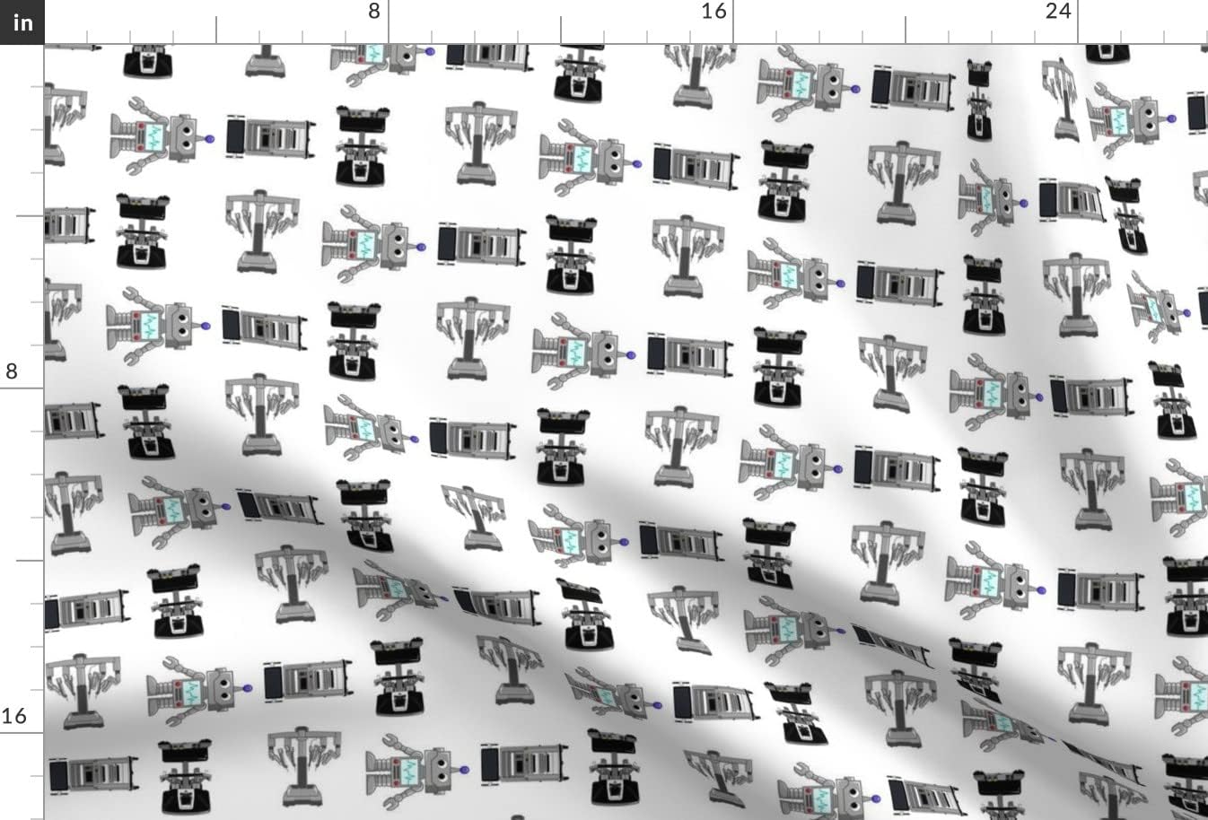Spoonflower Fabric - Surgery Robots Large Print Robotic Intuitive Doctor Hospital Printed on Minky Fabric by The Yard - Sewing Baby Blankets Quilt Backing Plush