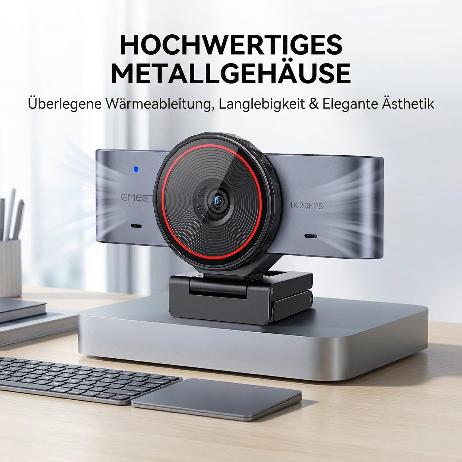 EMEET C960 Ultra Webcam 4k for MAC, USB Web Kamera für Streaming & Teams | 4K UHD 1/1.5" Sensor｜PDAF Fokus｜Alu-Gehäuse & USB-C｜Sichtschutz｜Teams & Whiteboard-Modus｜1080P@60FPS Streaming