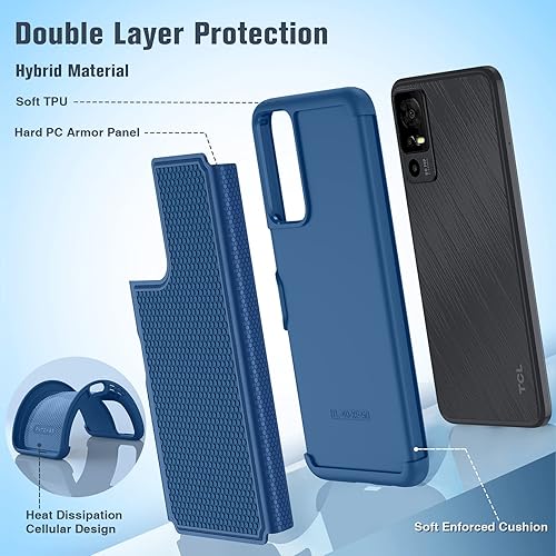 Miniatura 2 de FNTCASE Funda para TCL 40-XE 5G Funda de teléfono con textura mate de doble capa a prueba de golpes de grado militar  Protección resistente a prueba