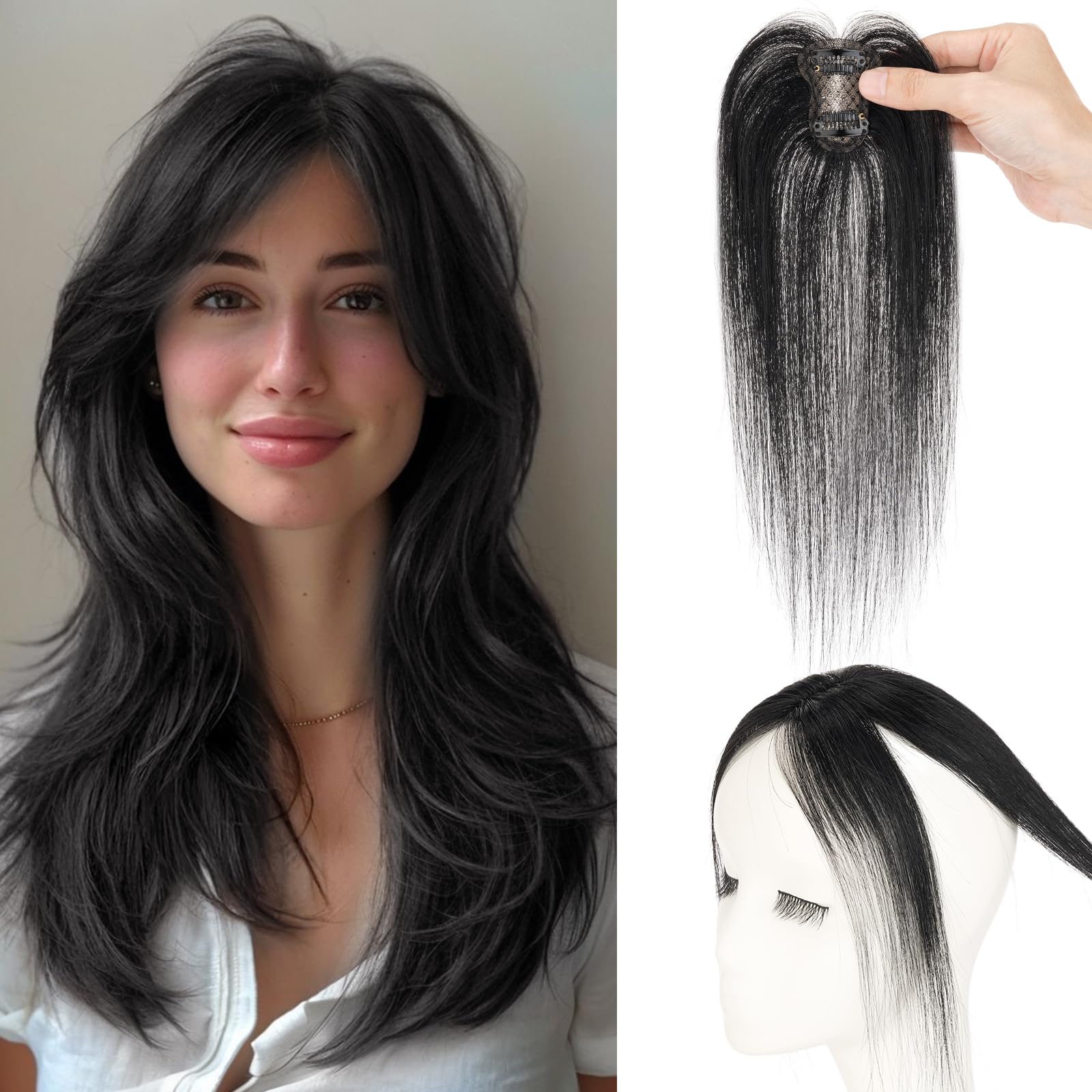 Photo 1 of S-noilite 3D Human Hair Clip-in Bangs
