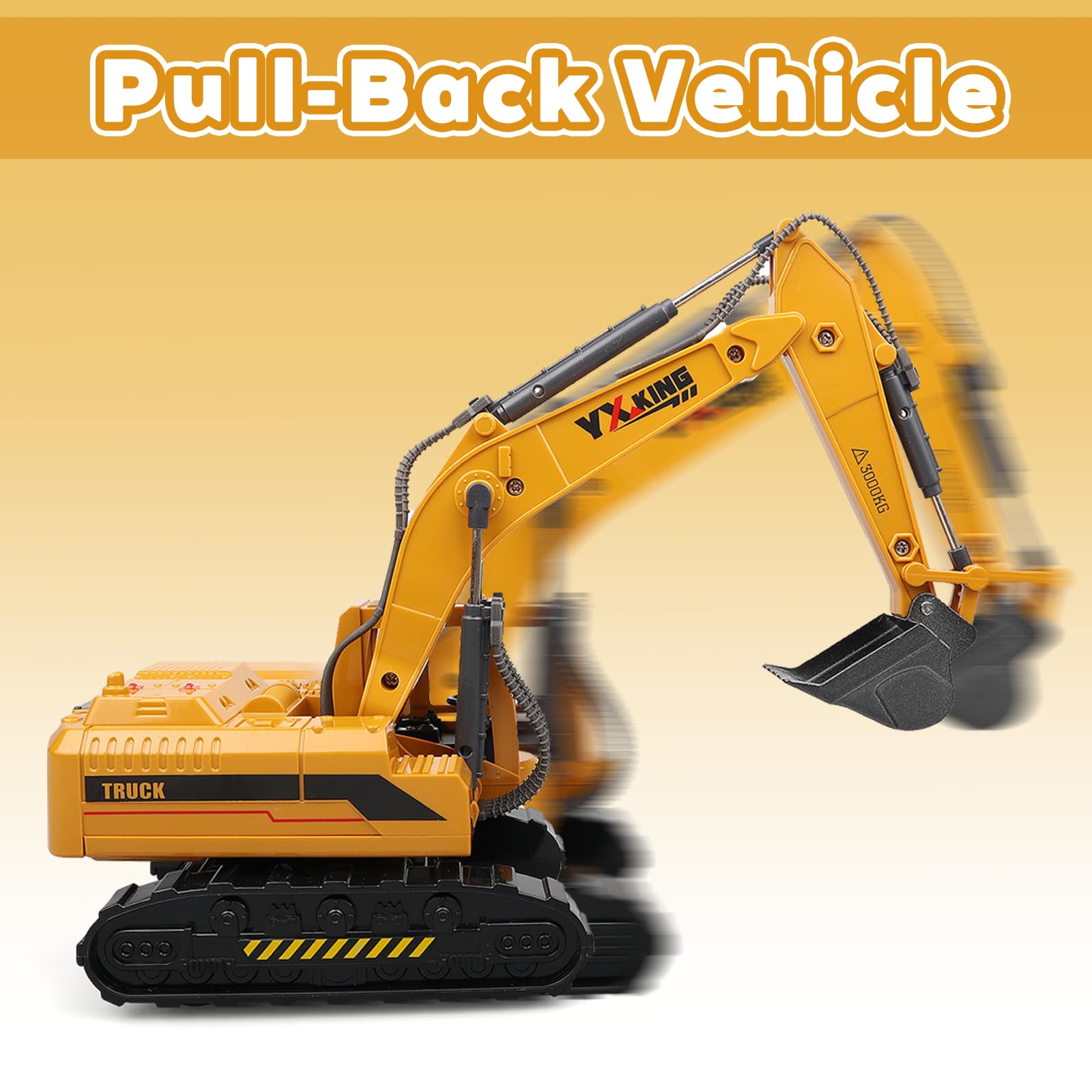 Excavadora de metal ABS, equipo de construcción manual fundido a presión, camión excavador, modelo de juguetes para niños de 3 a 5 años, 4 a 7, 8 a 12 años, regalos de Navidad y cumpleaños 4