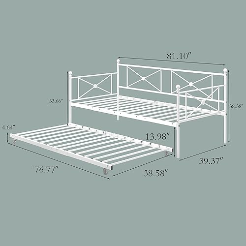 Miniatura 2 de ARFARLY Sofá cama de metal clásico con soporte de listones de acero de alta calidad, base de colchón multifuncional, marco de sofá cama con