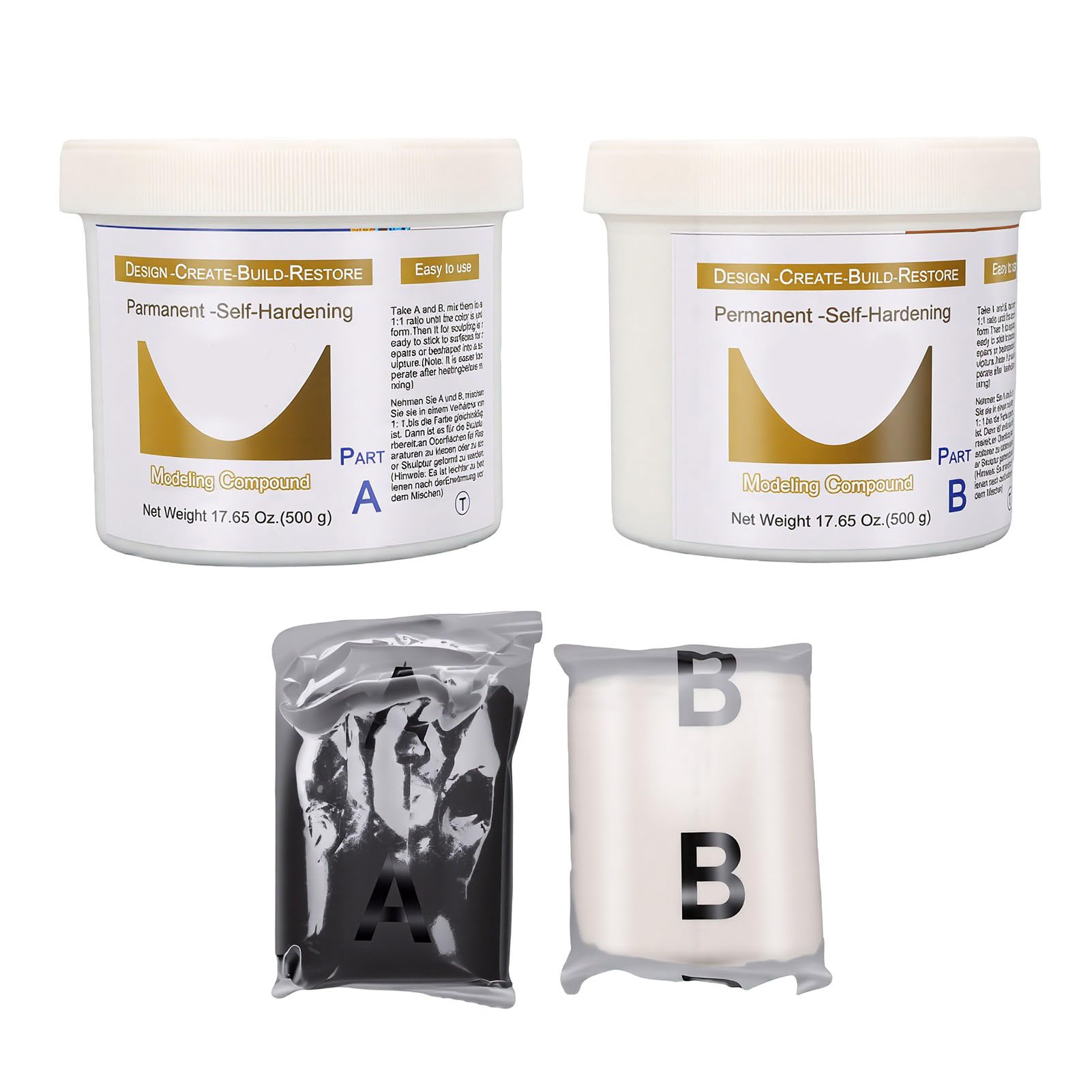 Luocute Arcilla para Esculpir, 2 Partes A y B, 1000 G, Compuesto de Modelado Autoendurecible para Esculpir, Construir, Reparar, Impermeabilizar Textura de Masilla Suave, Compuesto de