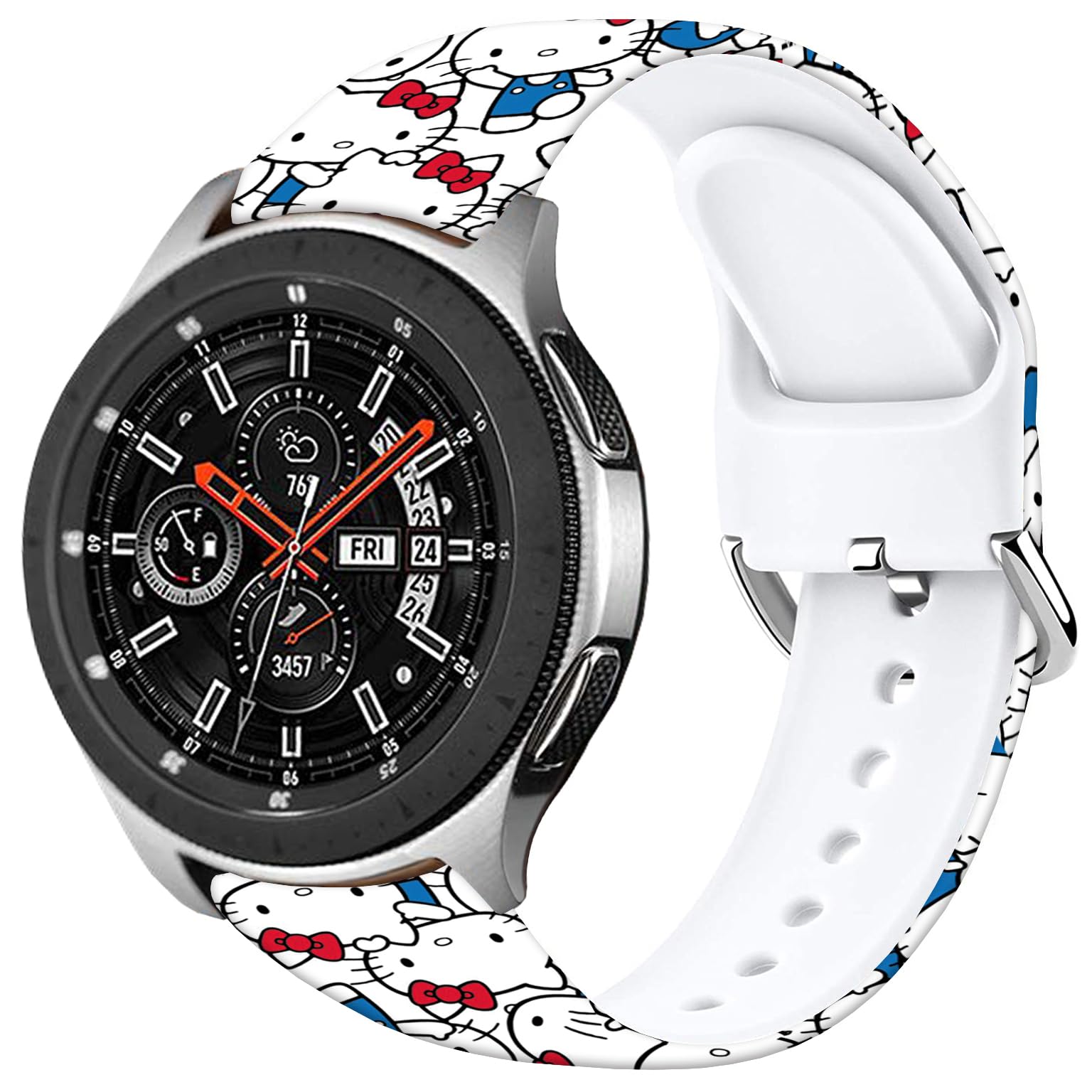 Sjiangqiao Hello Ki Sweet Blue Bands Compatible with Samsung Galaxy Watch 6/Watch 5/Watch 4/Watch 42mm/Watch 3 41mm/Active 2 44mm/Active 40mm/Gear Sport/S2 Classic/TicWatch 2 Fancy 20mm Cartoon Strap