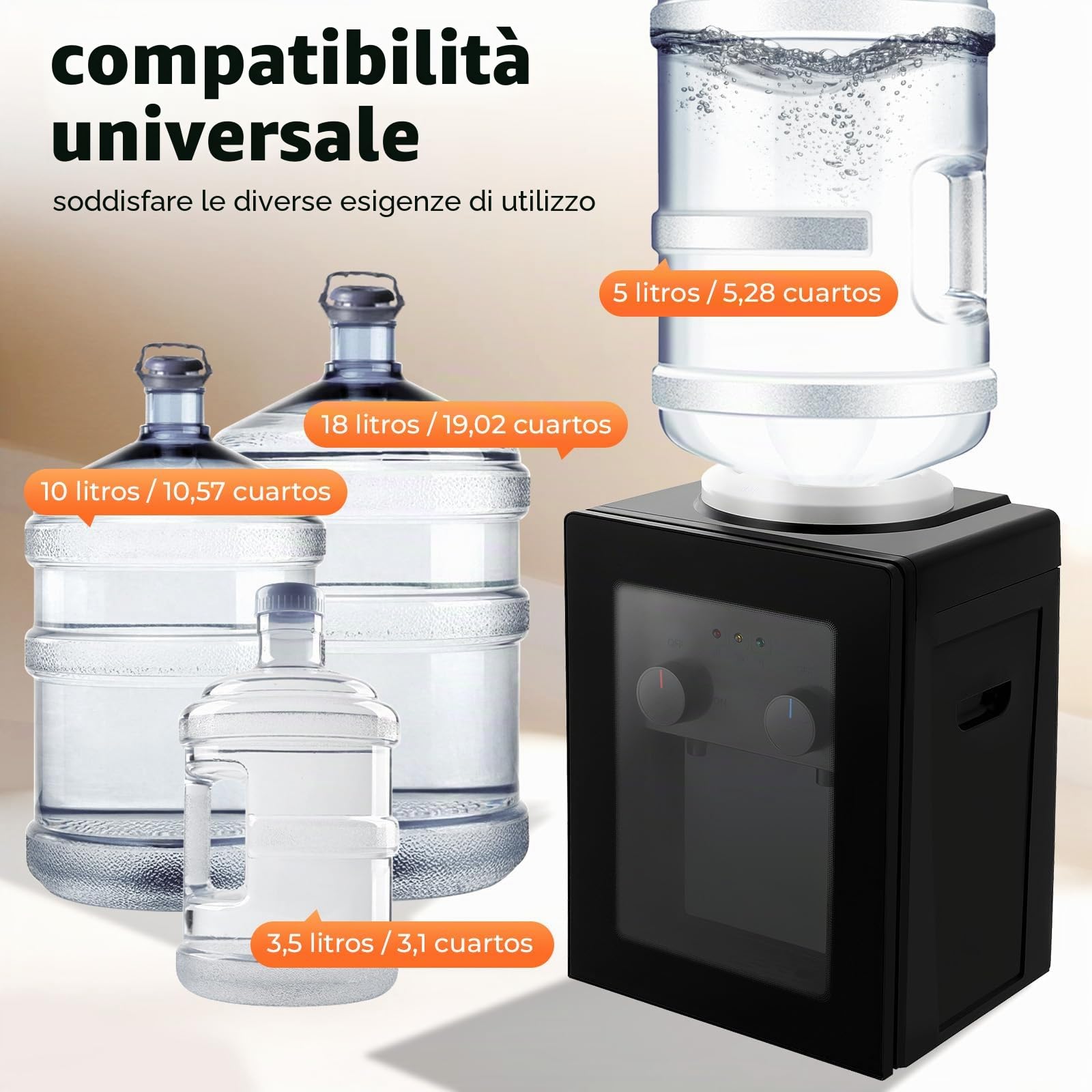 Distributore di acqua elettrico da tavolo, distributore di acqua calda e fredda, per ufficio e casa, riscaldamento rapido, rivestimento interno in acciaio inox, per cucina, comodino, tavolino da caffè