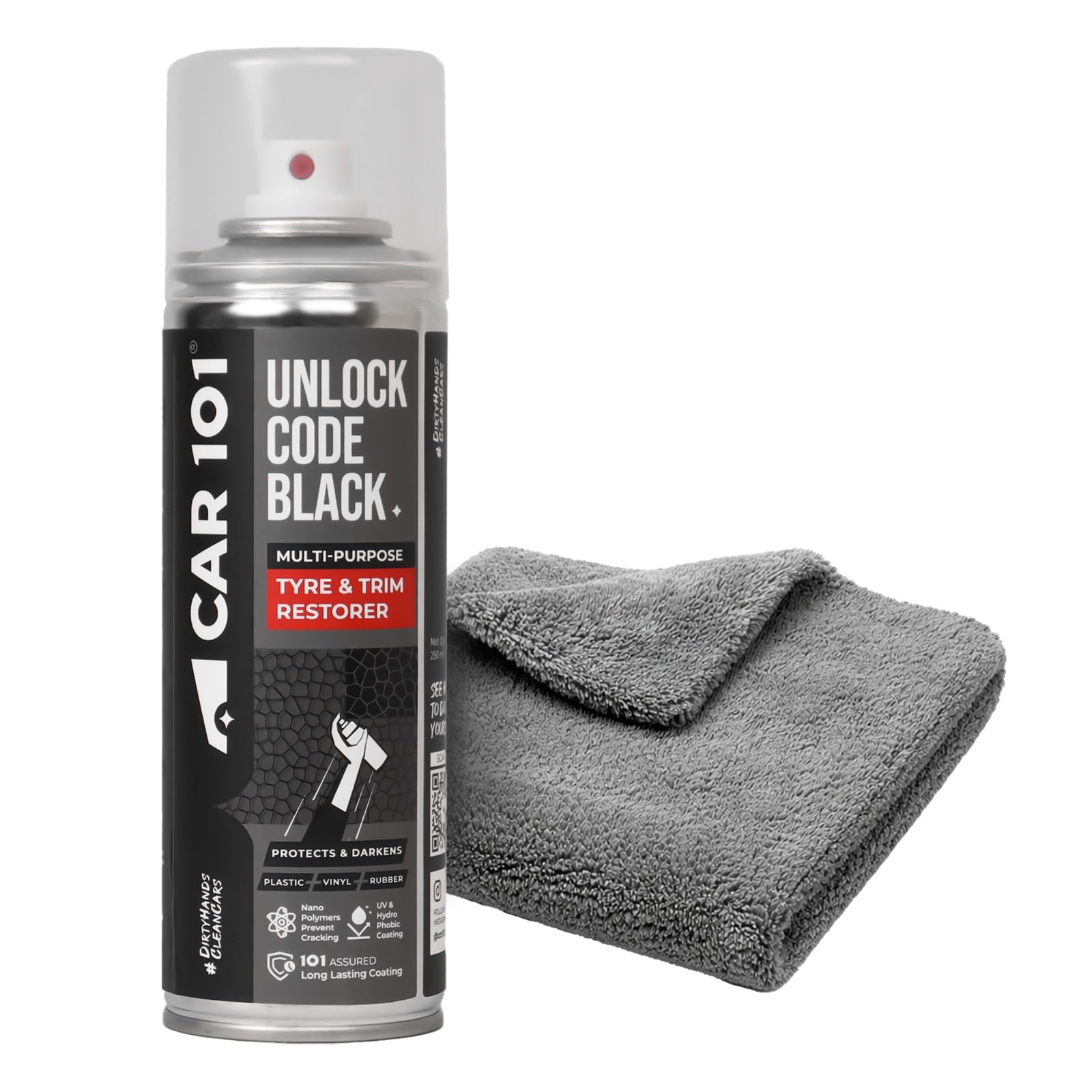CAR101 Tyre & Trim Restorer | 250ml - Pack of 1| Multi-Purpose Protectant for Plastic, Vinyl & Rubber | Nano Polymers | Revives Faded Exterior Trim & Bumpers | Restores Shine & Prevents Fading