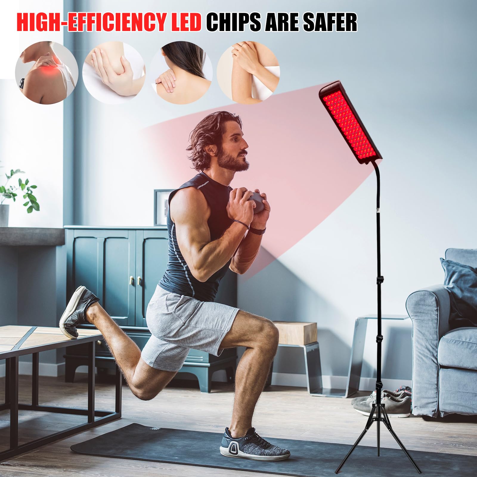 Lampada a luce rossa per corpo, lampade a luce infrarossa con supporto, 660 nm rosso e 850 nm vicino all'infrarosso dispositivo a luce rossa per tutto il corpo