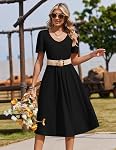 Zeagoo Summer Dress for Women 2026 Casual Floral Sundress with Pockets V Neck Pleated Short Sleeve Beach Vacation Dress