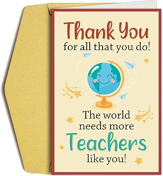 Cute Thank You Card for Teachers, Funny Teacher Appreciation Cards, Thank You Teacher Gifts from Students, The World Needs More Teachers Like You