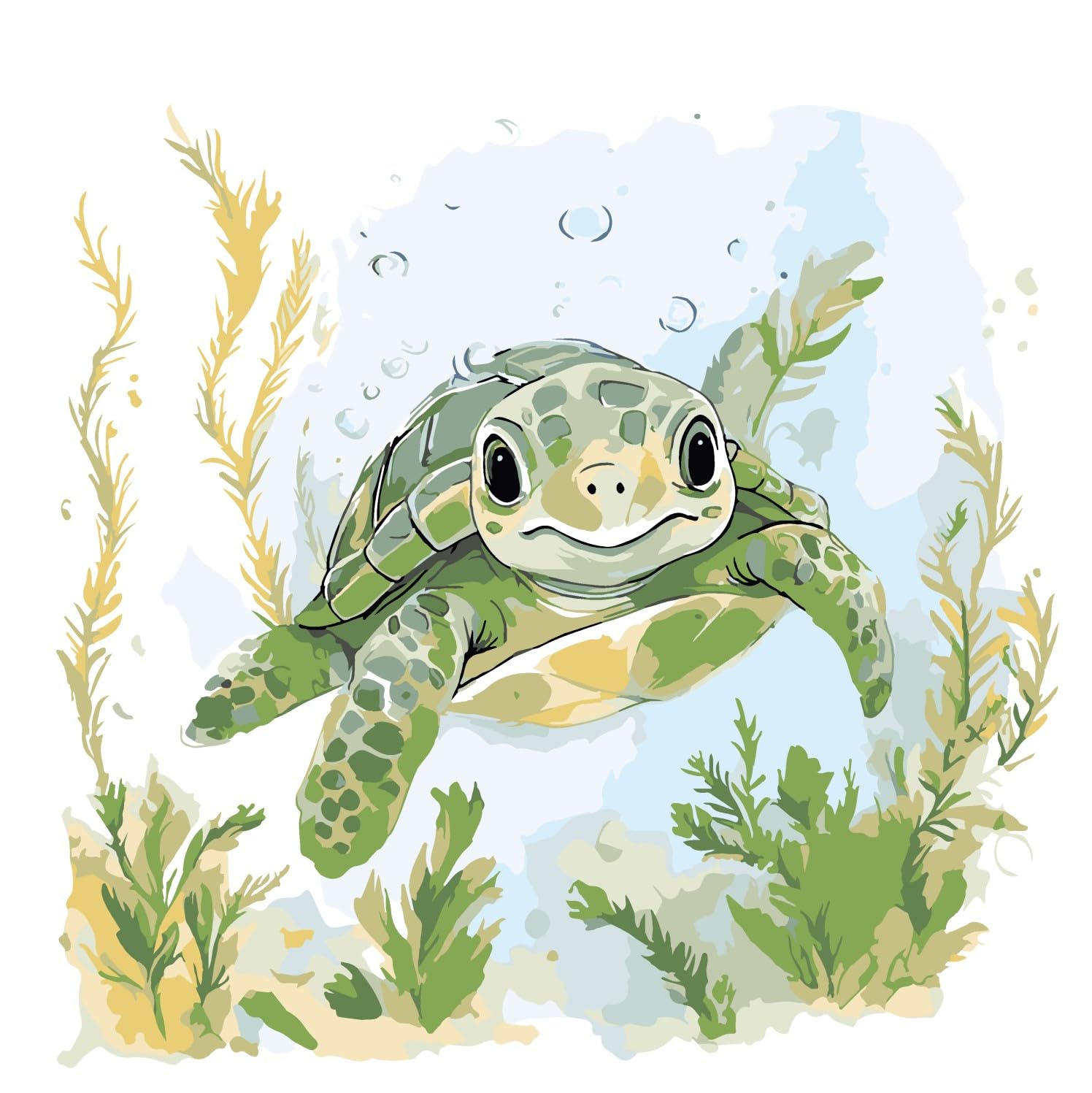 HKLIOPU Sea ​​Turtle Painting by Number Kits for Adult,DIY Canvas Oil Painting Kit for Beginner,Arts Craft for Home Wall Decor 11.8x11.8inch — image 1