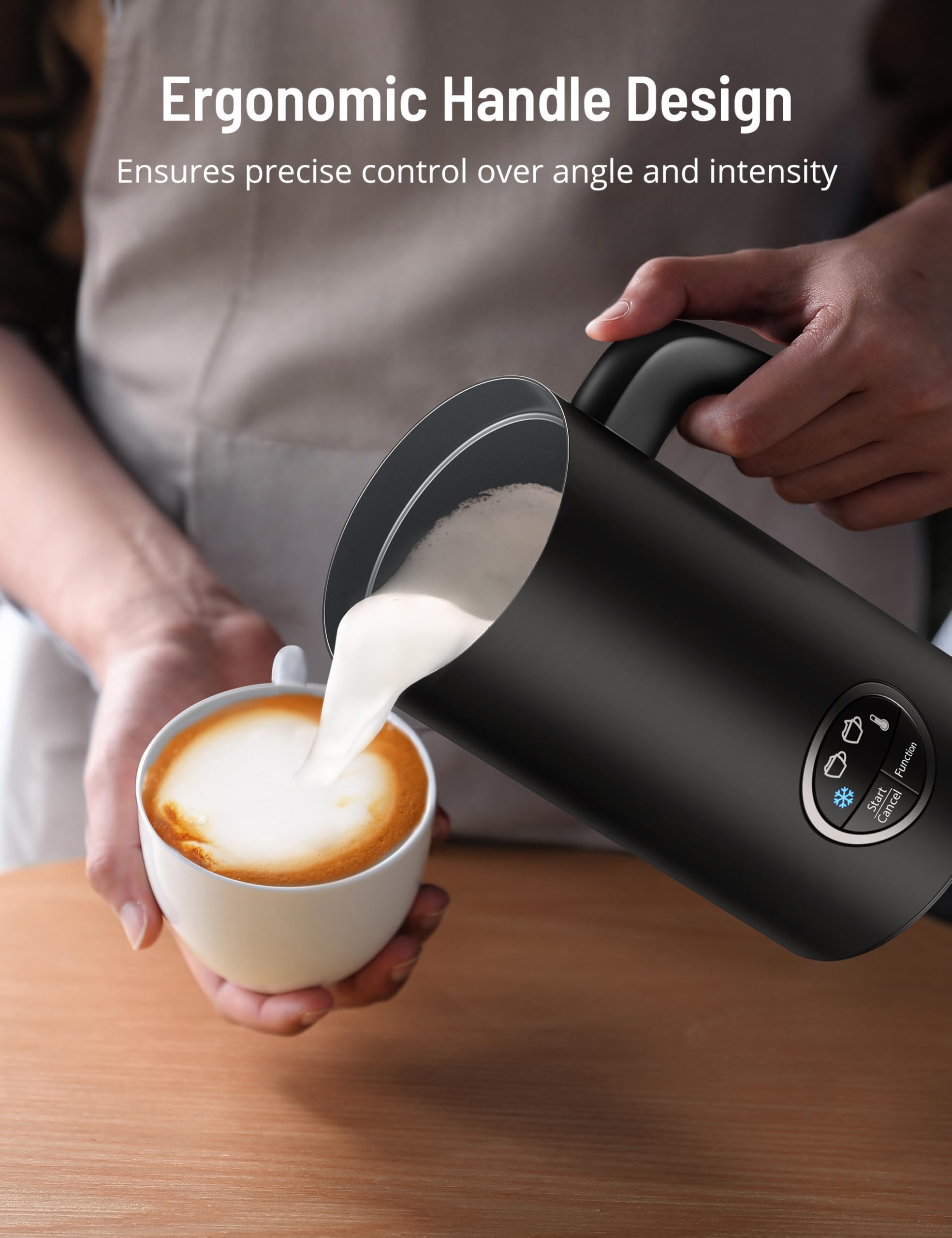 Espumador de leche, espumador de leche 4 en 1 con soporte, espumador de leche eléctrico y vaporizador de espuma caliente y fría, espumador de apagado automático para café con leche 5