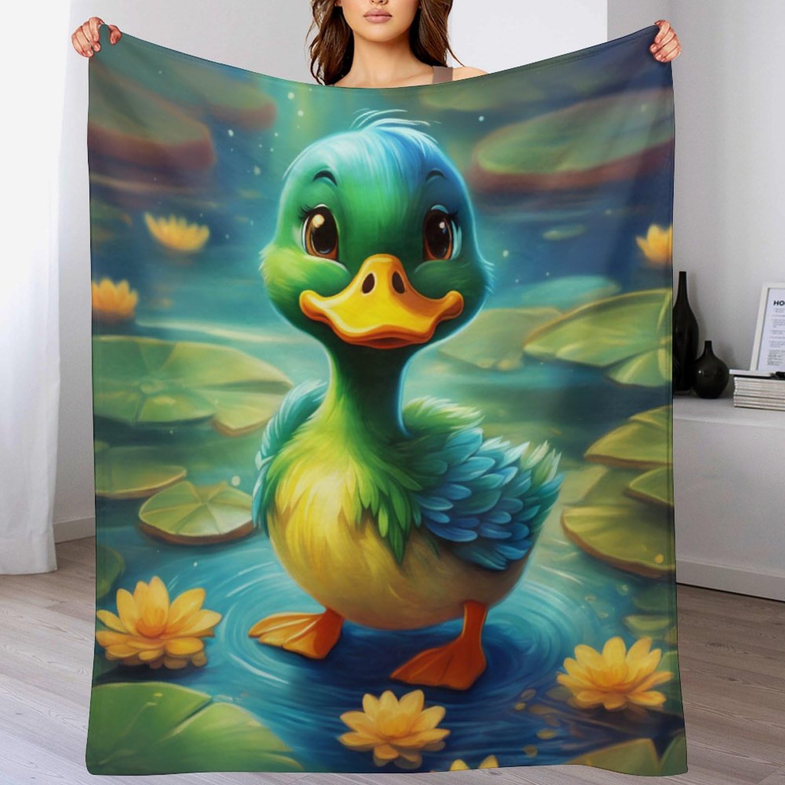 Couverture polaire canard 100x130cm plaid canapé lit doudou pour enfant