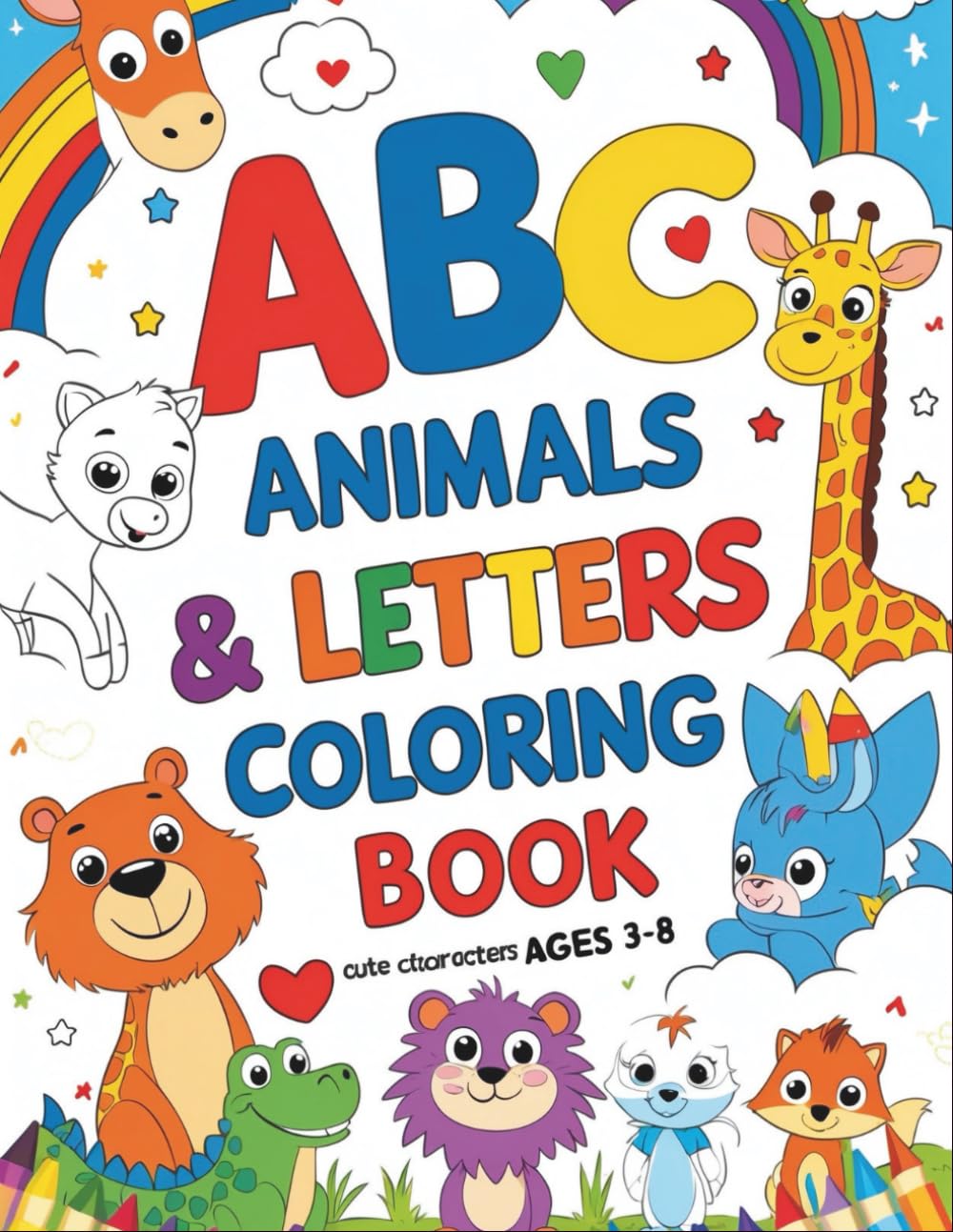 ABC Animals & Letters Coloring Book: Learn the Alphabet with Cute Characters Ages 3 to 8