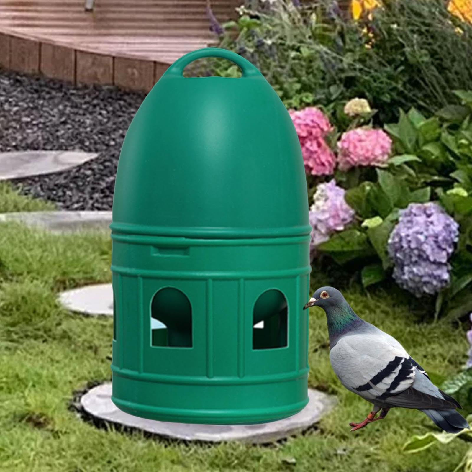 predolo Abbeveratoio per Uccelli/Anatra Pollo Quaglia Distributore d'Acqua Alimentatore Automatico con Manico sospeso/Abbeveratoio di Grande capacità, Verde 3L