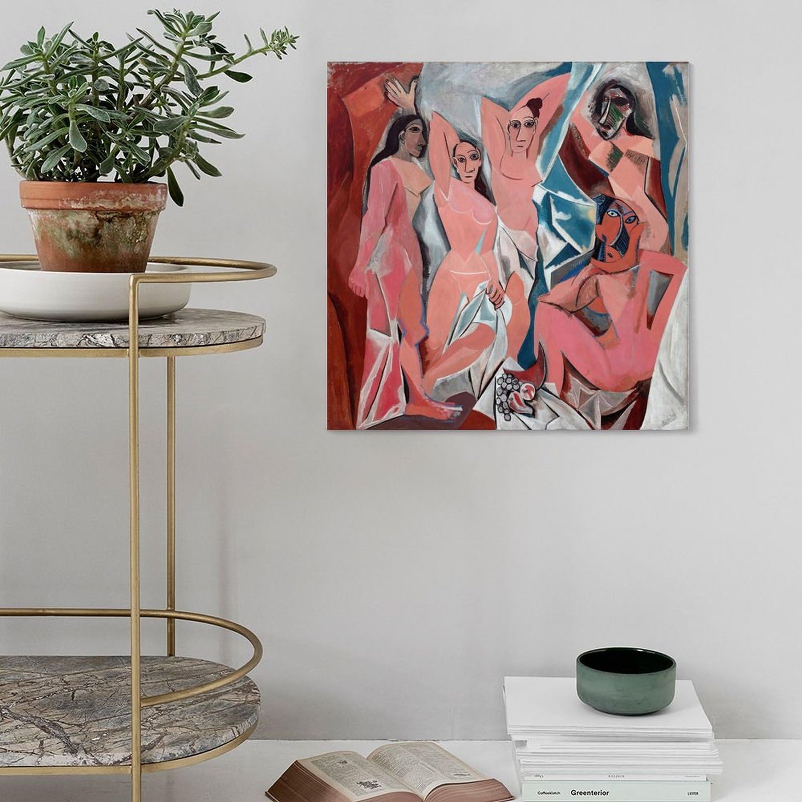 WCYB Póster de Pablo Picasso de Las Jóvenes Damas de Aviñón El burdel de Aviñón, impresiones en lienzo, pinturas decorativas para pared, sin marco, 61 cm de largo x 61 cm de ancho