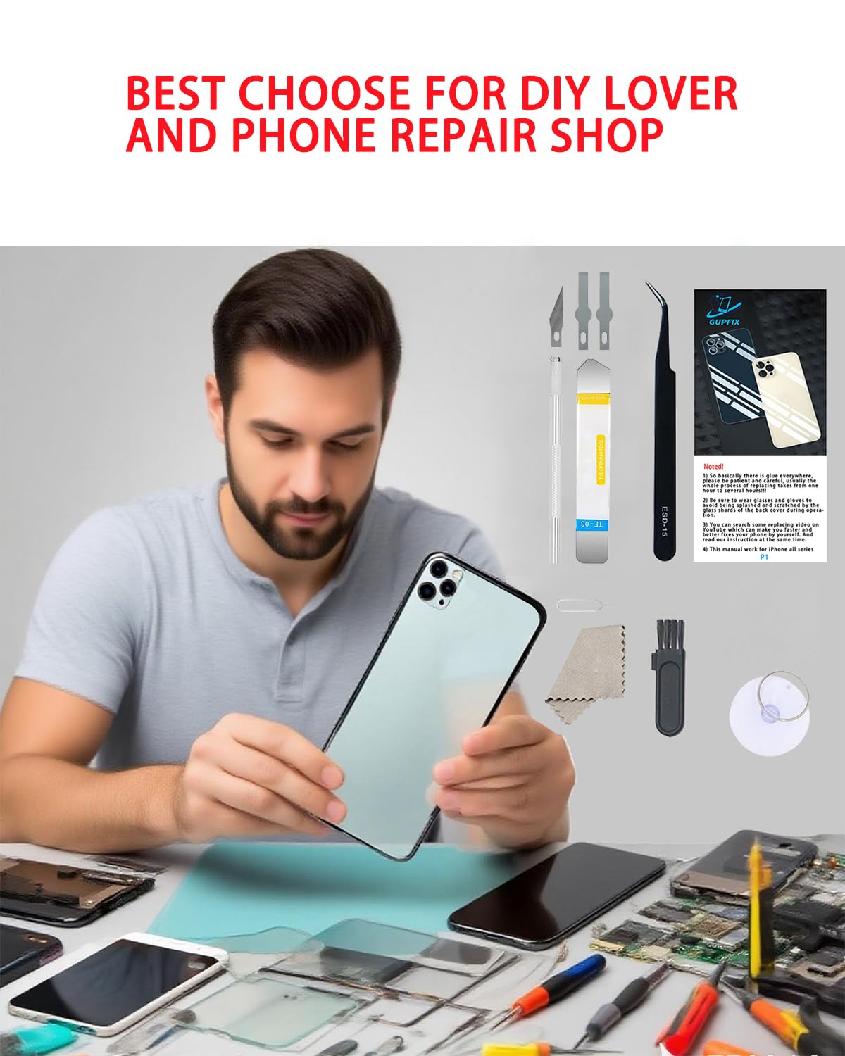 Amazon.com: GUPFIX iPhone 12 Pro Max Phone Case, Graphite Glass Back  Replacement with Pre-Installed Adhesive, Big Hole Rear Back Cover, Tool  Kits : Cell Phones & Accessories