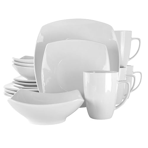 Elama Hayes 16 Piece Square Porcelain Dinnerware Set