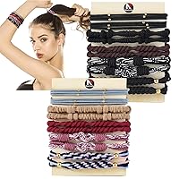 Vista 7 de Lazos para el cabello para mujeres y niñas, 20 pulseras bohemias de doble uso y liga para el cabello grueso, colas de caballo, sin daños, sin