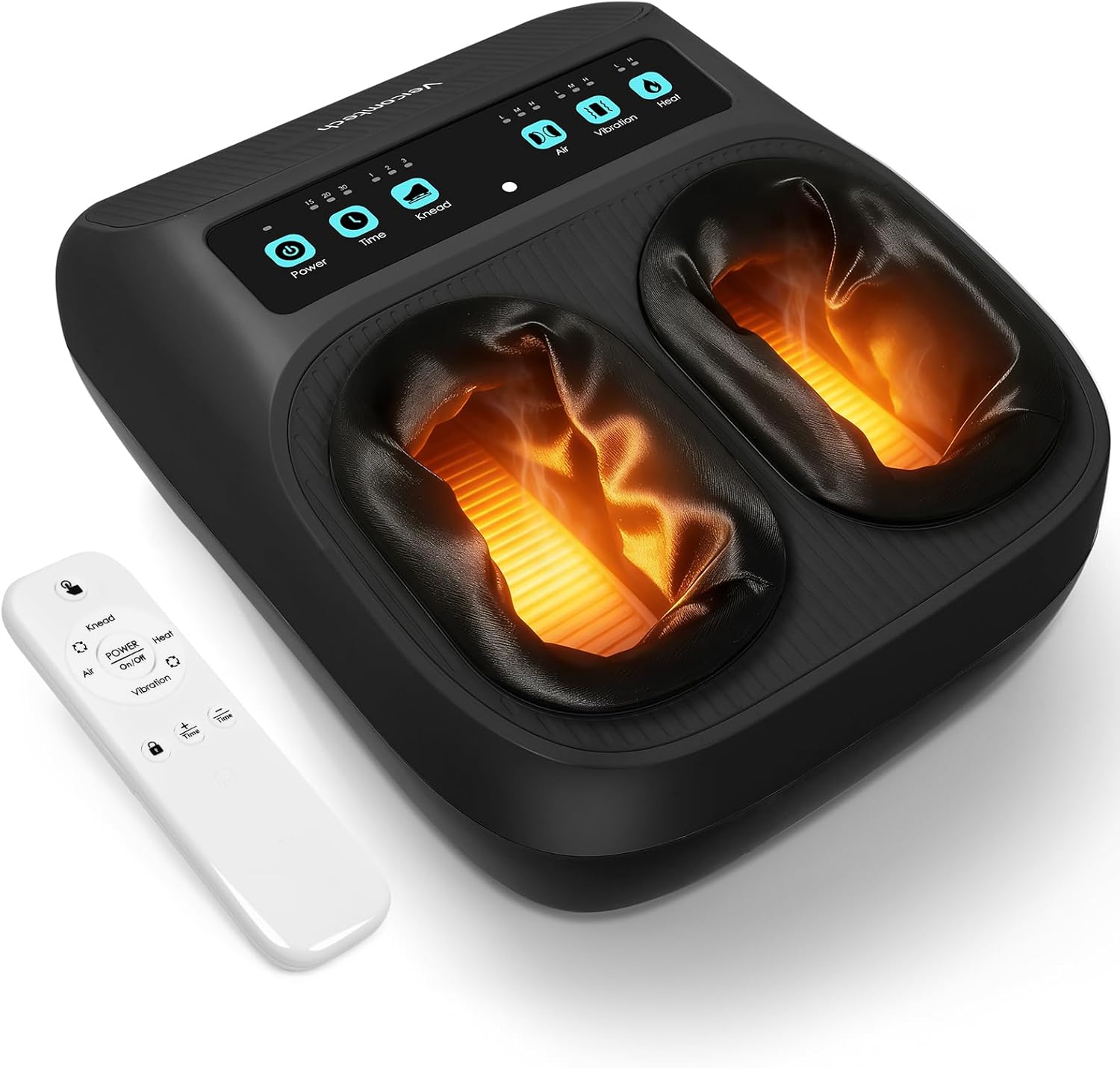 veicomtech Shiatsu Foot Massager with Heat, Electric Foot Massager Machine for Plantar Fasciitis Neuropathy with Remote Control, Adjustable Vibration and Compression (Black)