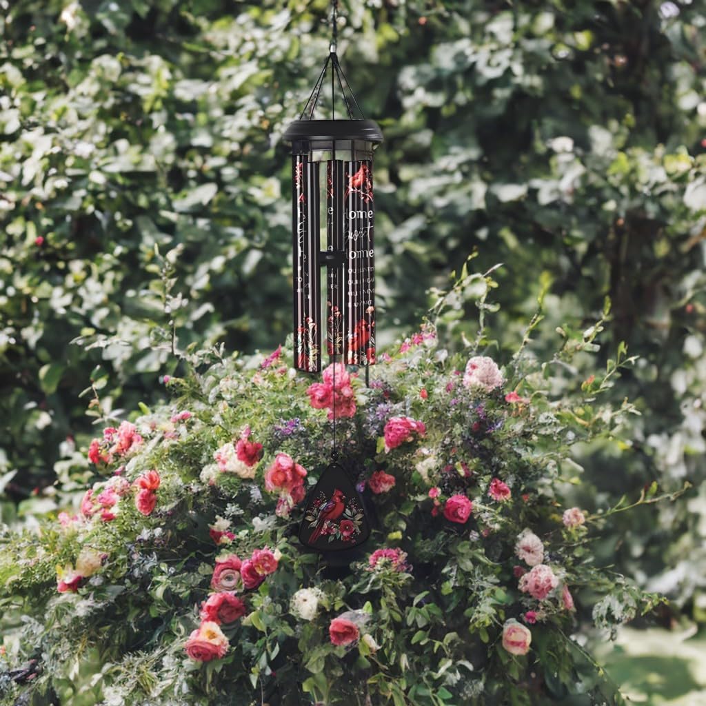 ICE ARMOR 30" Long Red Cardinal Stamped Tube Wind Chime Statue Sculpture Ornament Decoration Home/Room Decor and Gift Ideas for Housewarming, Holidays and Birthdays Great Collectible Addition