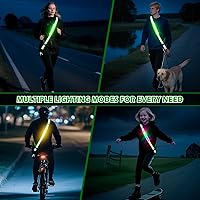 Vista 7 de LED Reflective Belt Sash, Rechargeable LED Light Night Safety Walking Gear, High Visibility Adjustable Reflective Gear for Runners Walkers Cyclists