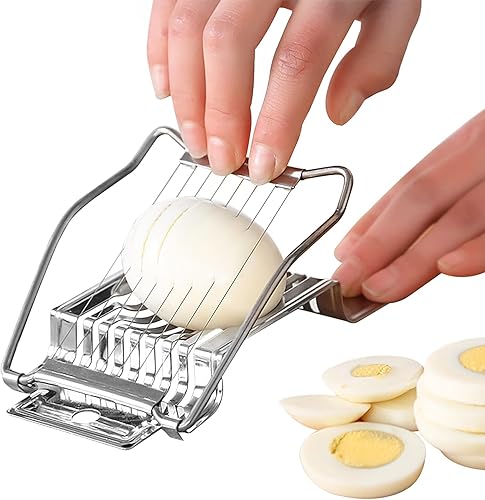 Miniatura 1 de 2 paquetes de cortador de huevos de alambre de acero inoxidable, cortador de huevos de metal resistente para huevos duros, fresa, fruta suave, hongos