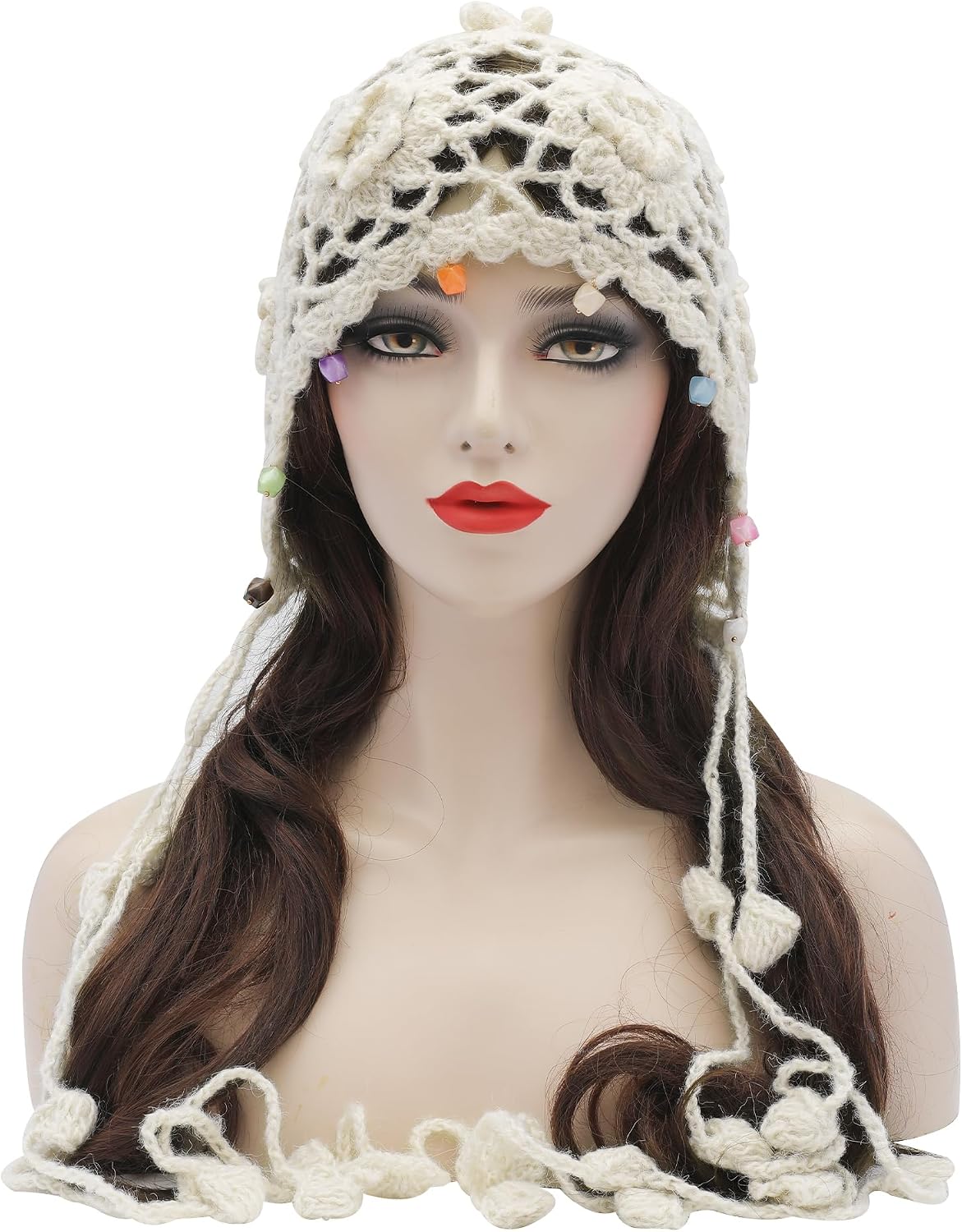 ZLYC Women Crochet Slouchy Beanie Hat with Tassel Textured Chunky Knit Skull Cap