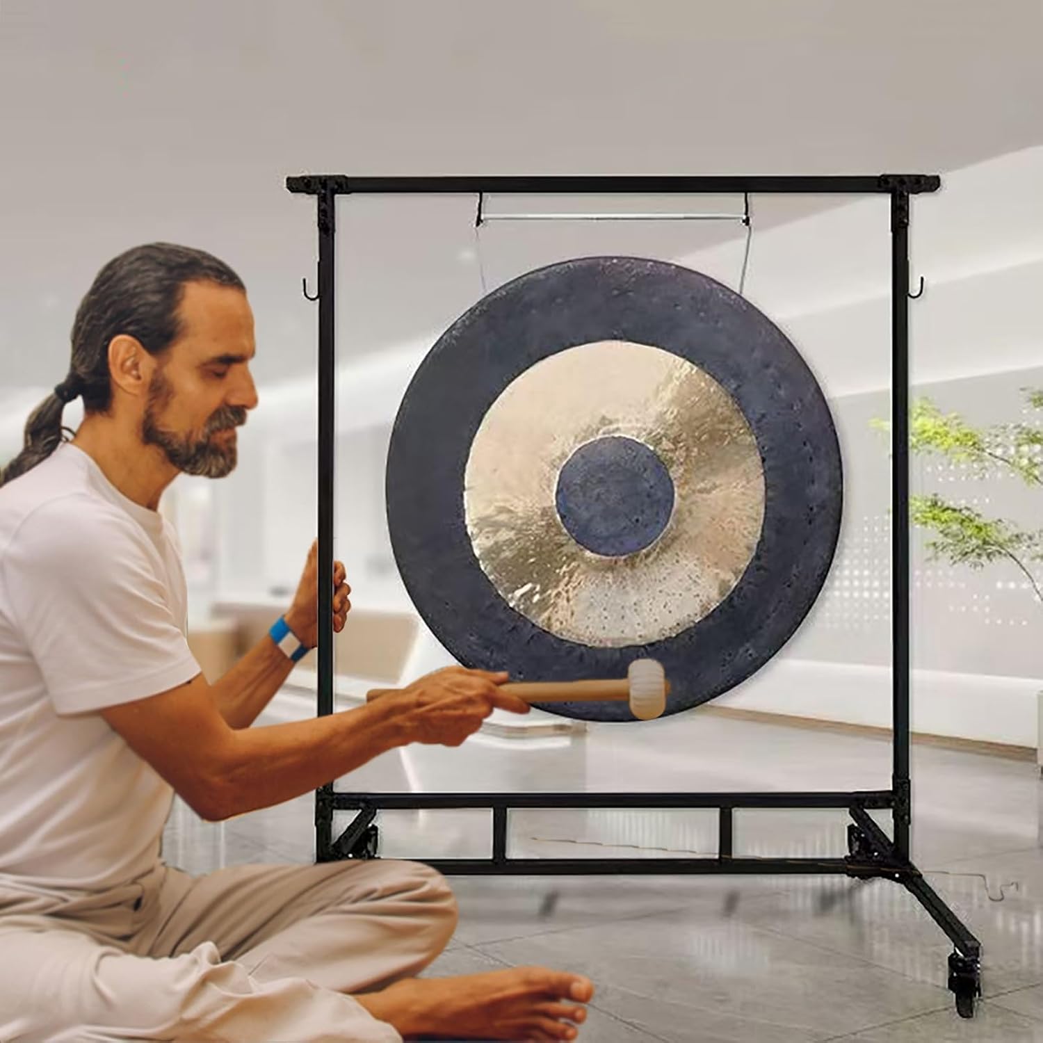 Portable Gong Stand with Wheels for Percussionists and Sound Healers