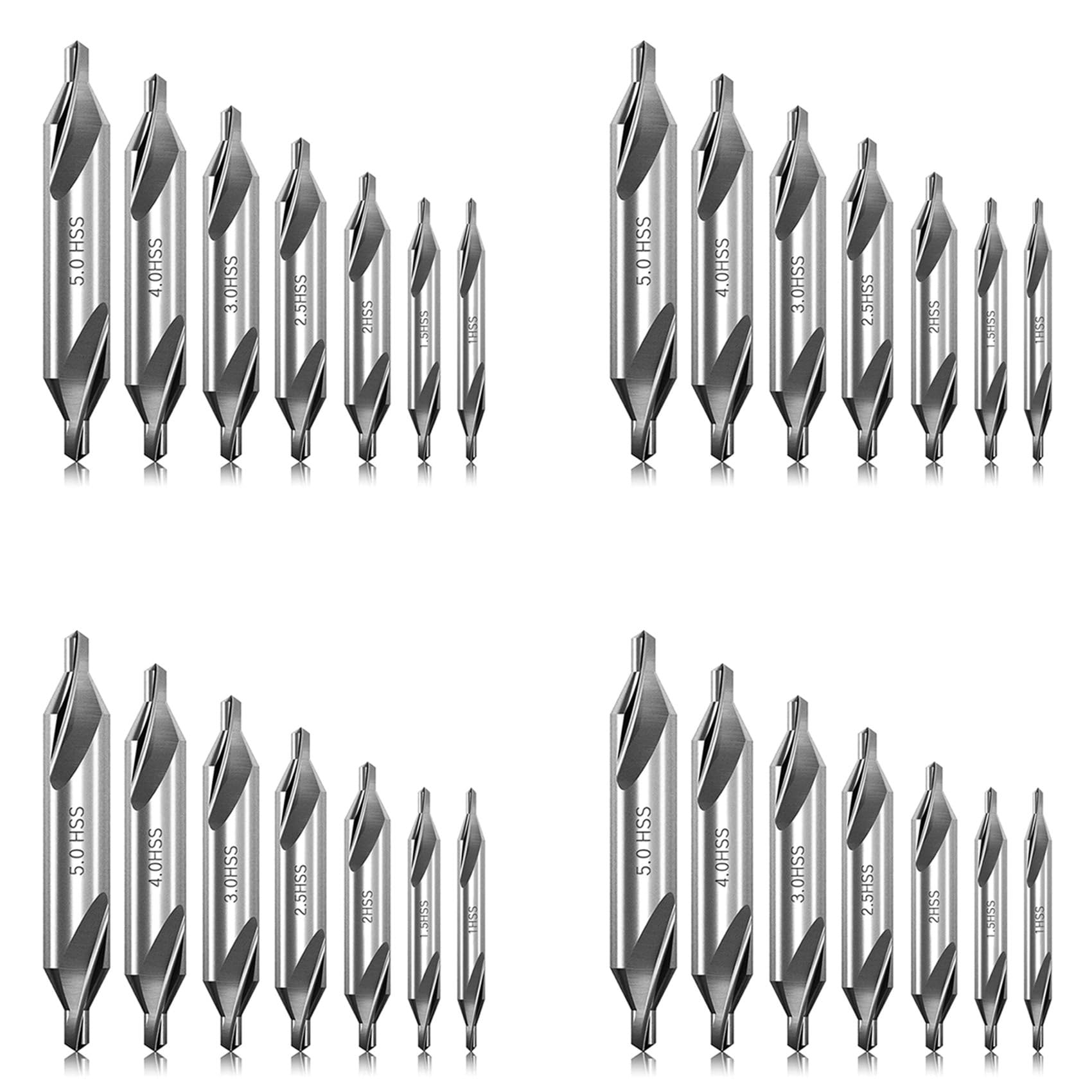 Jnchdghwa Silver 28 Pcs Center Drill Bits Set 60-Degree Angle Center Drill Bits Kit Countersink Tools For Lathe Metalworking