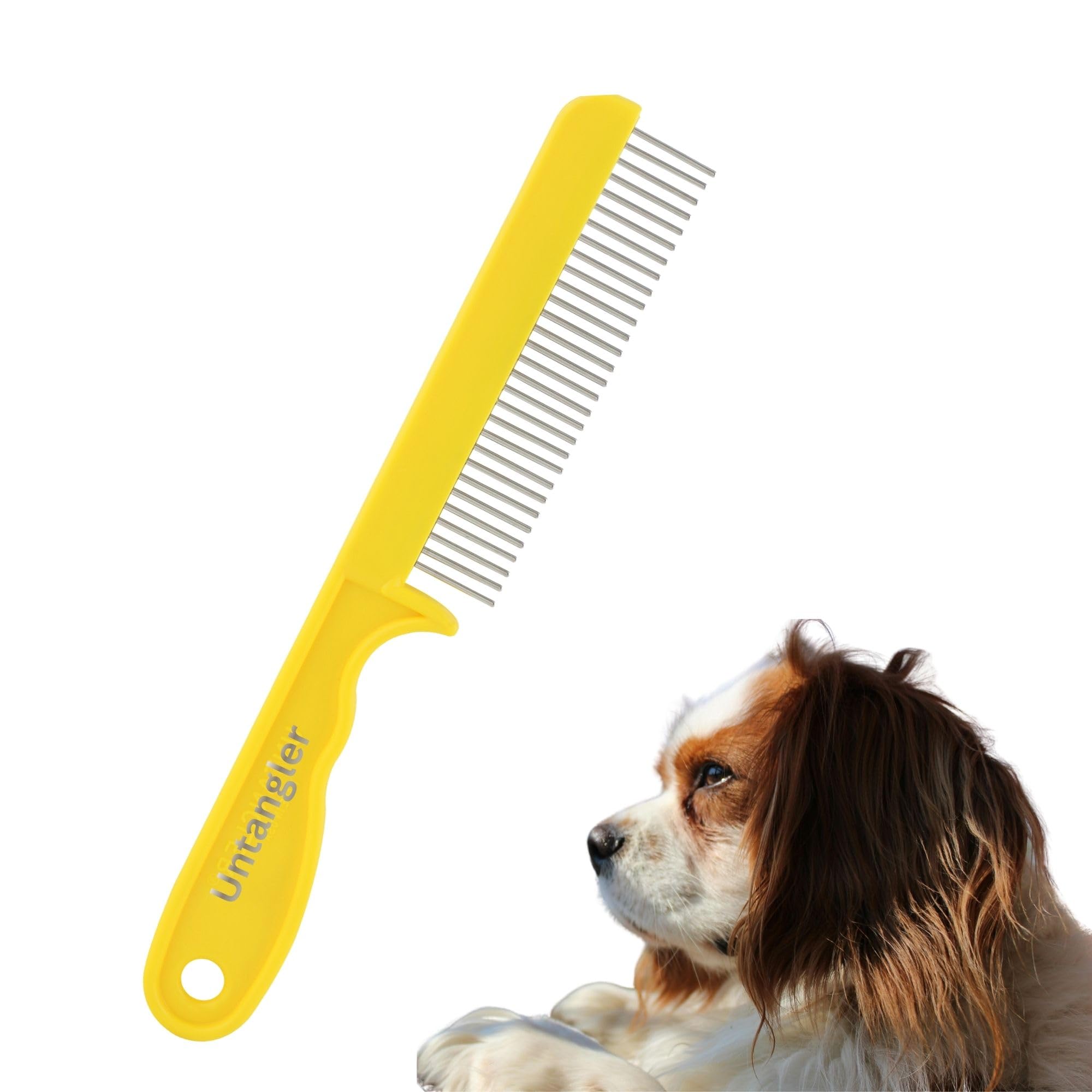 Peines Super-Groom con dientes giratorios suaves para una extracción de alfombrilla sin dolor (30 dientes finos espaciados, amarillo sol)