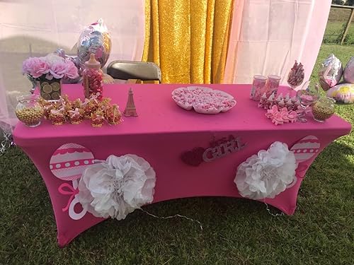 Miniatura 4 de YOUR CHAIR COVERS - Manteles rectangulares, ajustables, de elastano y de 6 pies, funda elástica para patio, color fucsia