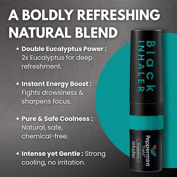 Peppermint Field Black - Powerful Herbal Inhaler - 6 Pack
