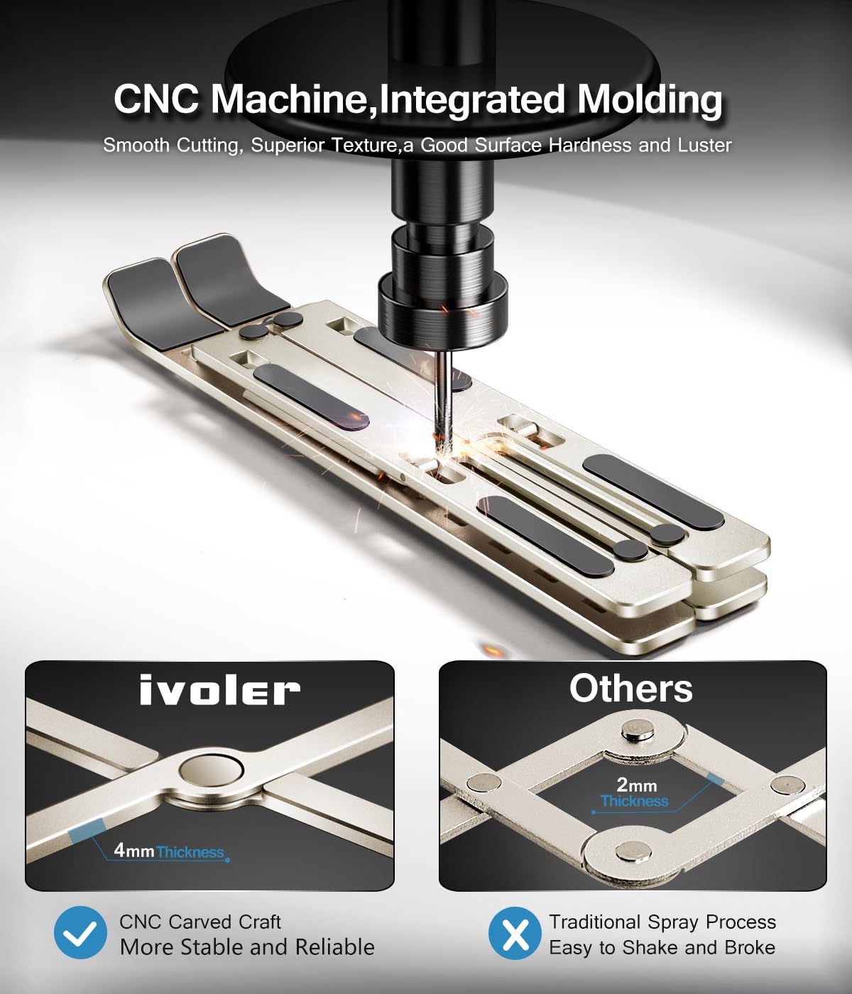 Supporto PC Portatile IVoler - Pieghevole, Regolabile 6 Angoli, In Alluminio, Per Laptop 10-15,6" - Foto 11