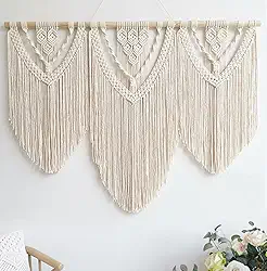 Decoração de parede de macramê grande - decoração de parede boho - arte de parede grande - decoração de parede sala de estar - tapeçaria de macramê decoração boho para quarto (bege-C)