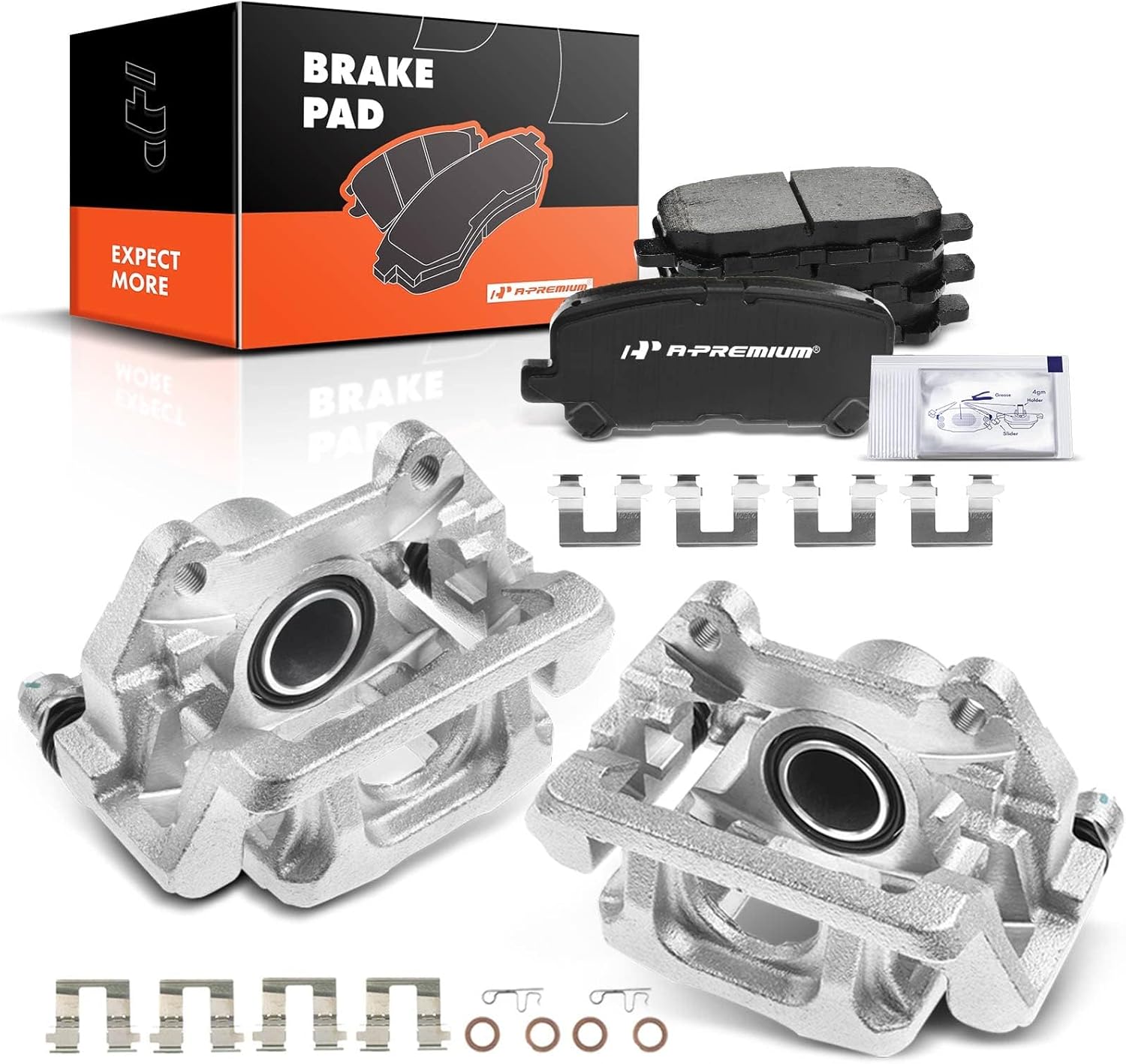 A-Premium Rear Disc Brake Calipers with Ceramic Pads Compatible with Honda Pilot 2009-2015 3.5L 6-PC Set