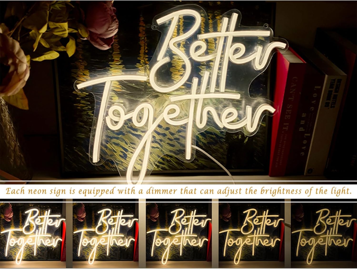 Ulalaza Better Together LED Neon Sign Night Light for Wall Party Décor Bedroom Room Bar Wedding Home Birthday Art Decoration Christmas with USB Chain Light modulator 5v - Image 7