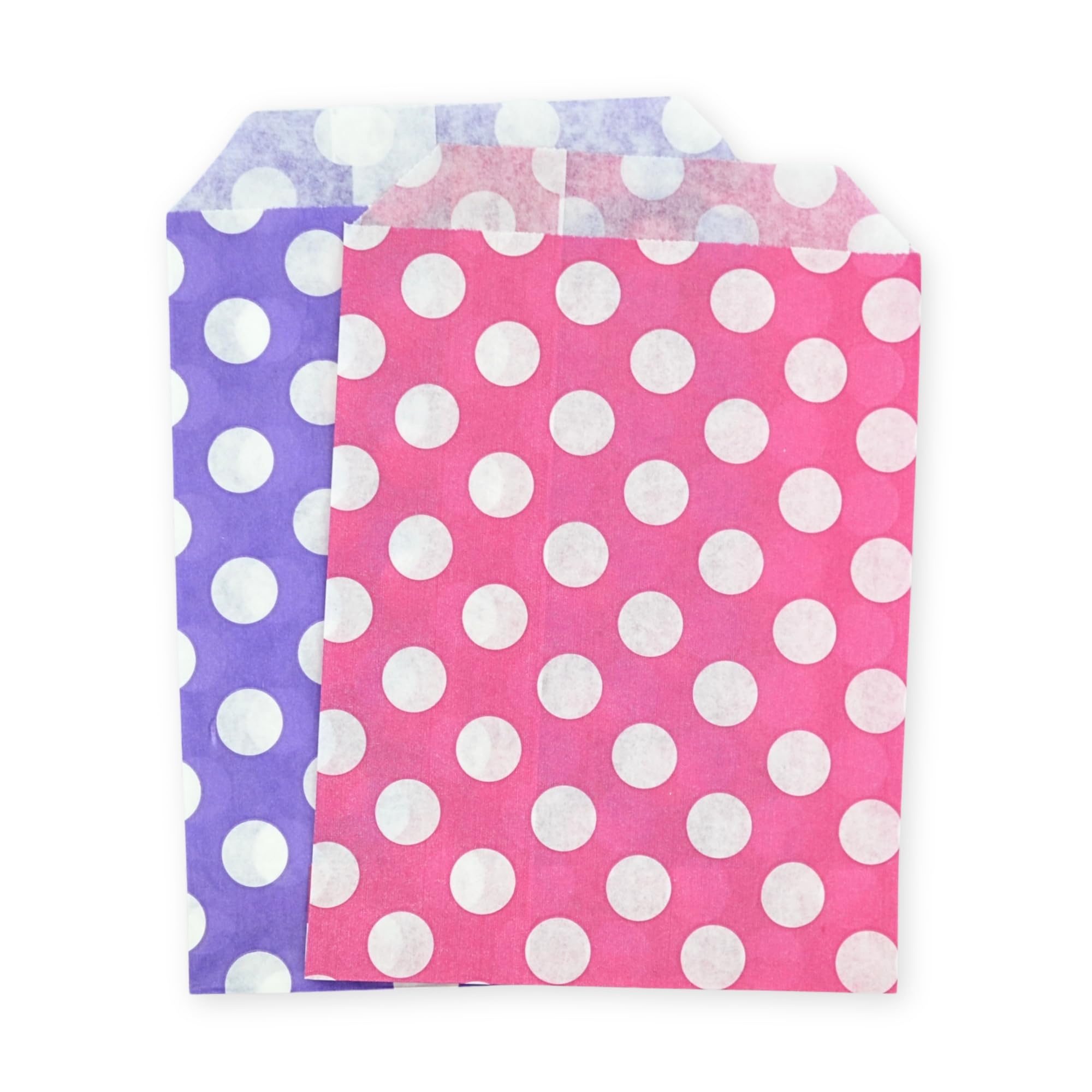 celloexpress 5" x 7" Purple & Pink Polka Dot Paper Sweet Bags - Classic Confectionery Gift Shop Goodie Party Bags (Pack of 500)