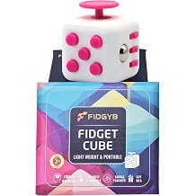 Fidget Cube Anti-Stress Cube for Adults & Children, Smooth Quiet Sensory Toy for Anxiety, Focus & ADHD [White & Pink]