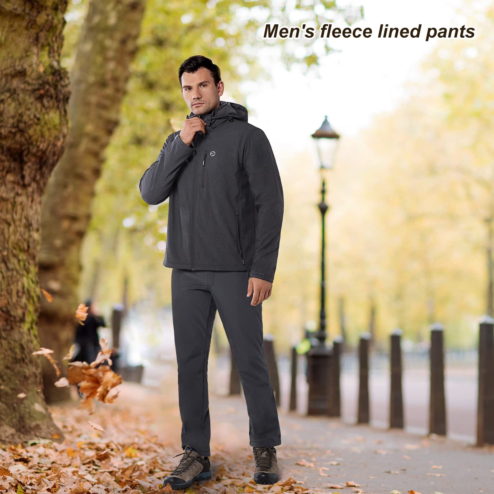 33,000ft Outdoorhose Herren Softshellhose Wasserdicht Winddicht Skihose Warm Fleece Gefüttert Arbeitshose Winter Trekkinghose Wanderhose