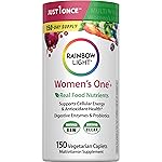 Rainbow Light Womens Multivitamin One + | 150 Caplets | Supports Cellular Energy & Antioxidant Health | Real Food Nutrients, Digestive Enzymes & Probiotics | with Vitamins C, D, and Zinc